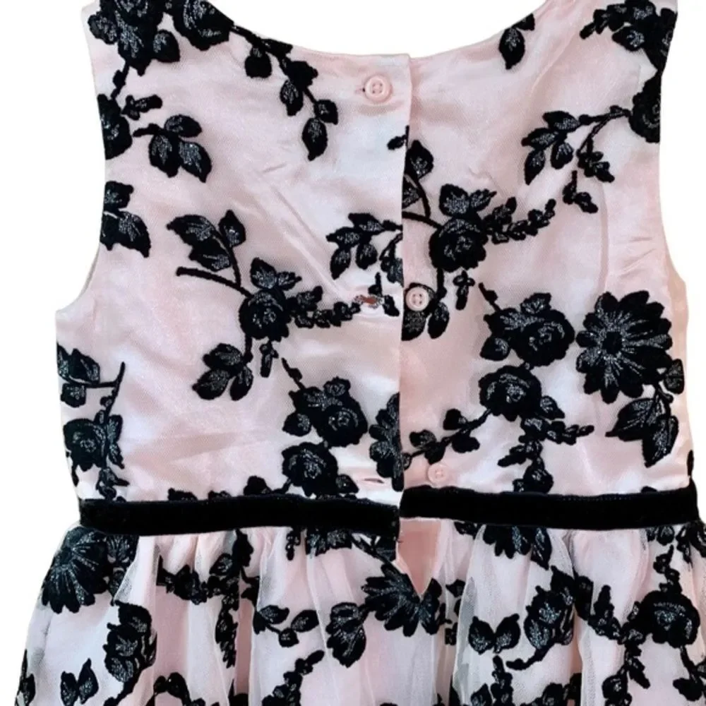 Children’s Place‎ Pink & Black Brocade Occasion Dress 4T